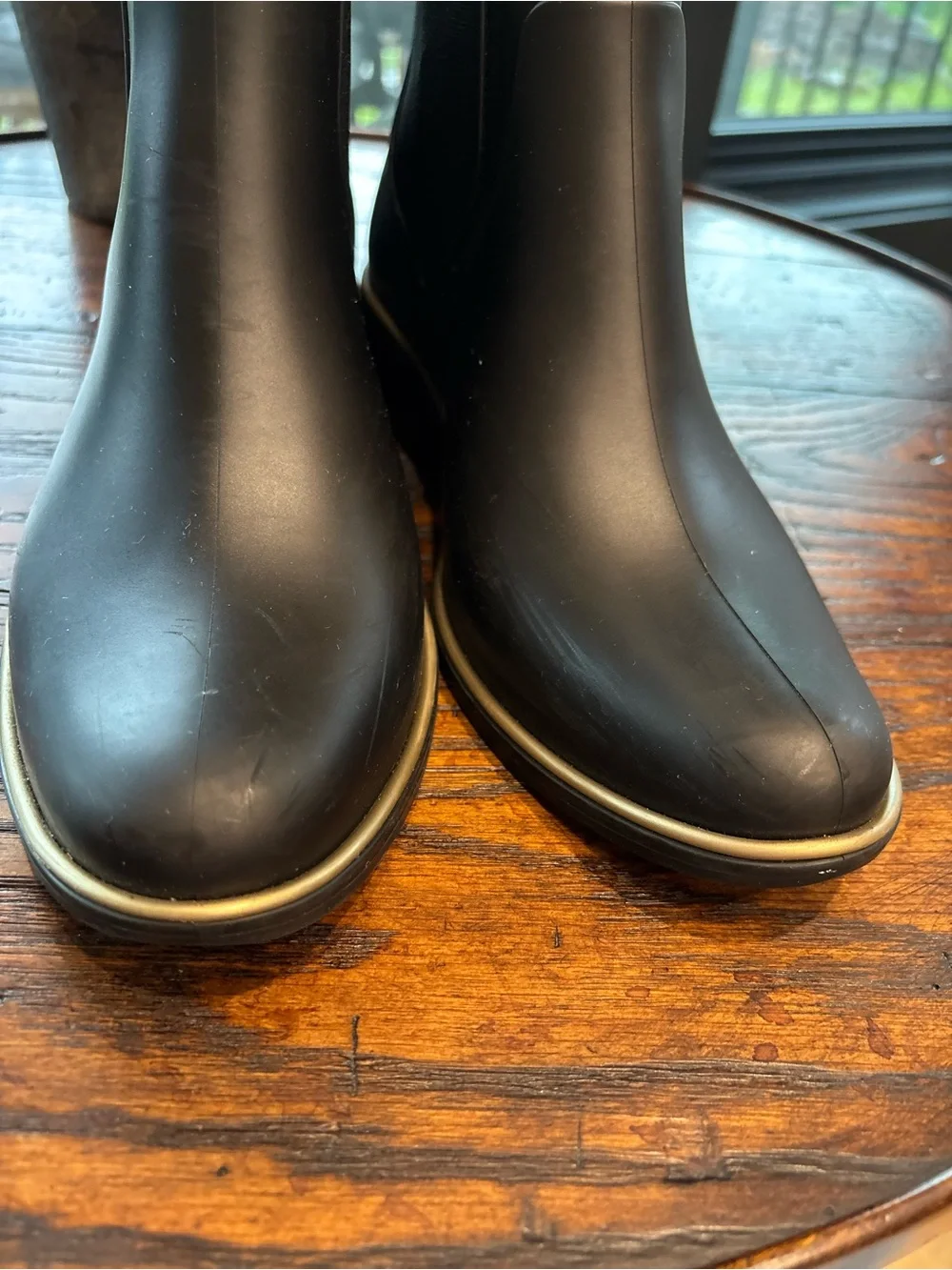 Kate Spade New York SEDGEWICK Black Rubber Rain Boots,Feminine,Chelsea Ankle, 8